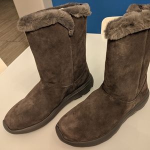 Sketchers On-The-Go City 2 Suede Grey Faux Fur Boo